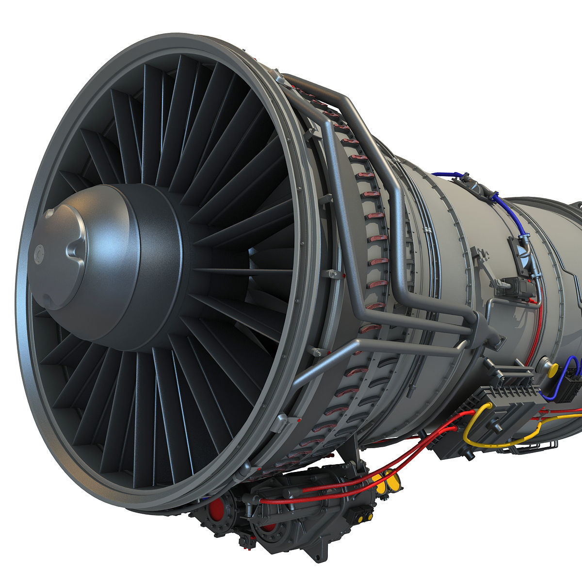 Complete and Sectioned Afterburning Turbofan Engine 3D model_25