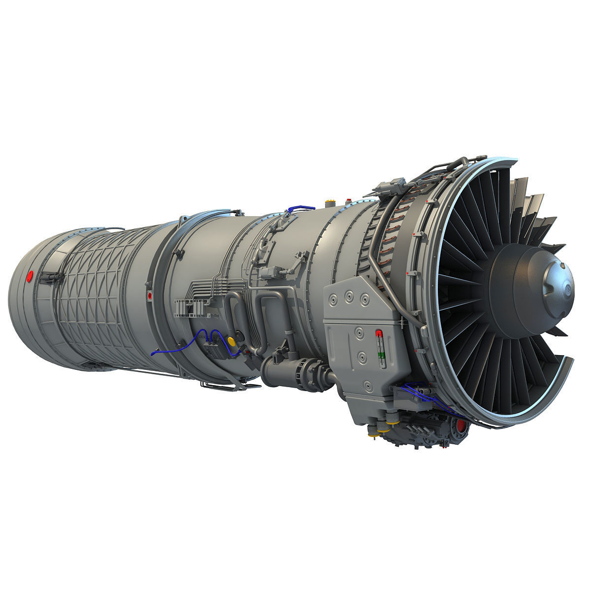 Complete and Sectioned Afterburning Turbofan Engine 3D model_32