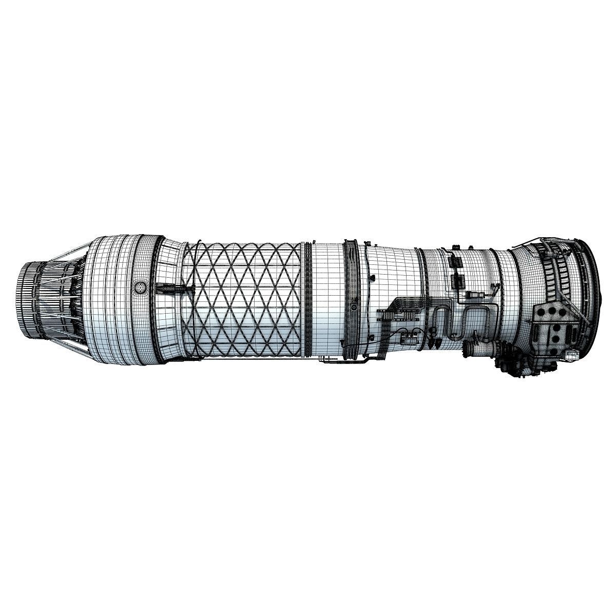 Complete and Sectioned Afterburning Turbofan Engine 3D model_44