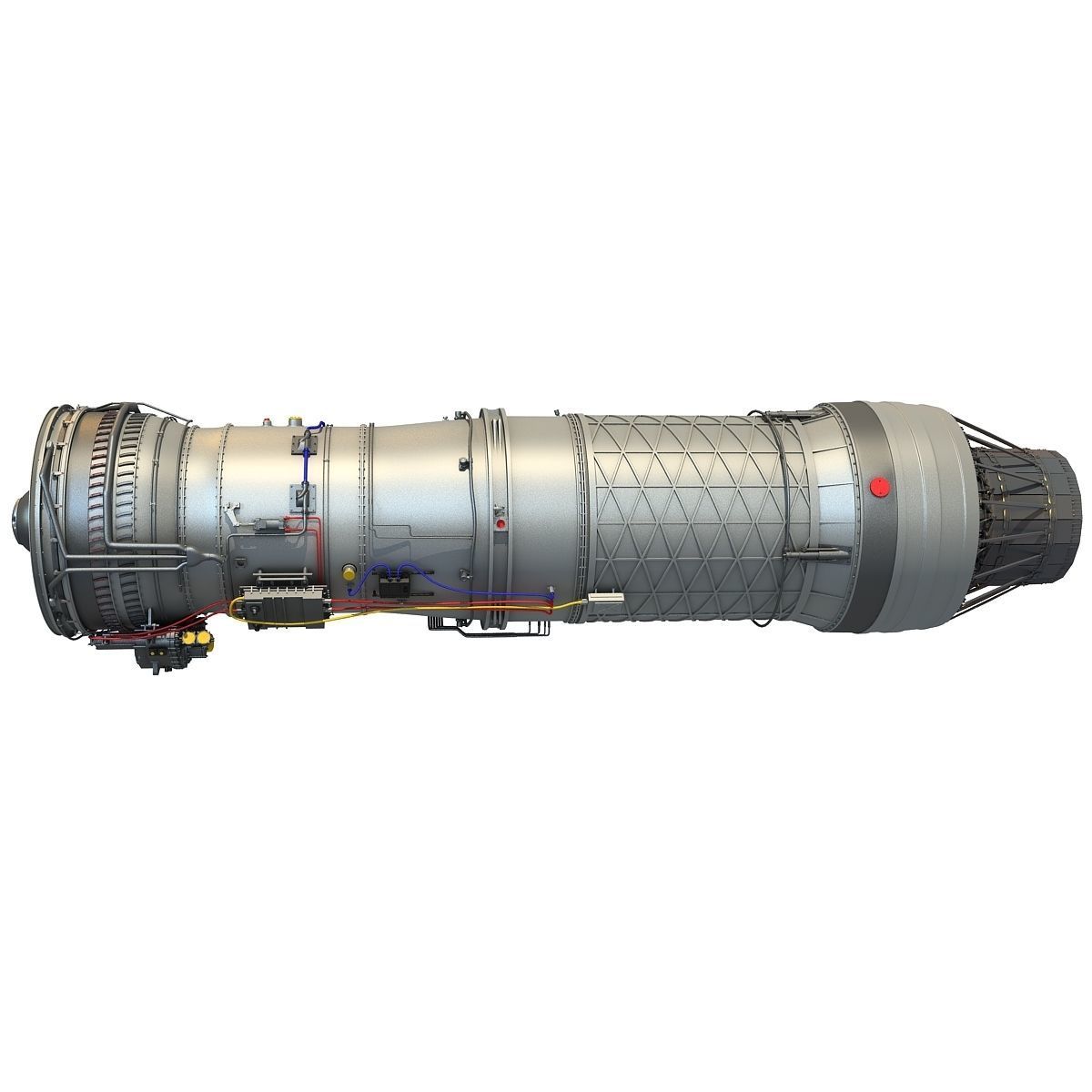 Complete and Sectioned Afterburning Turbofan Engine 3D model_1