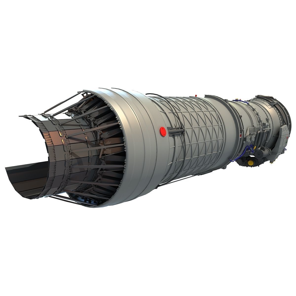 Complete and Sectioned Afterburning Turbofan Engine 3D model_34