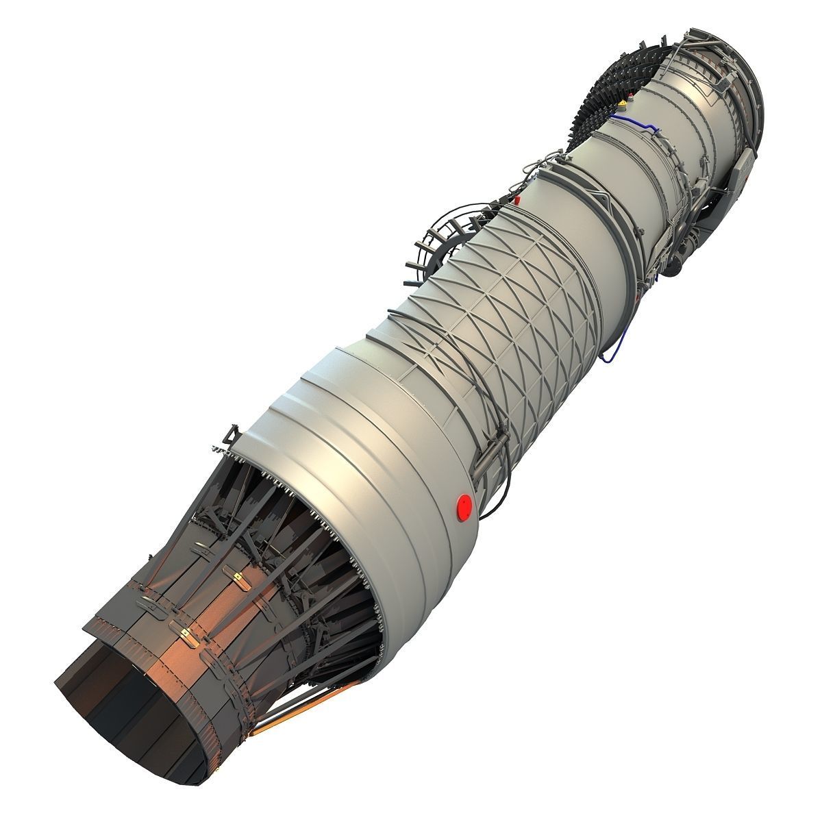 Complete and Sectioned Afterburning Turbofan Engine 3D model_40