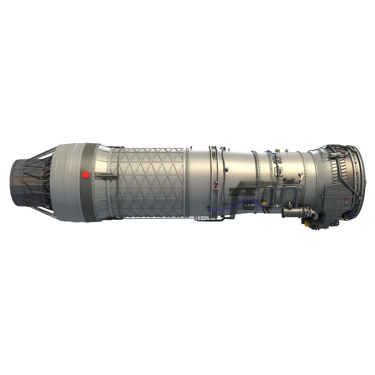 Complete and Sectioned Afterburning Turbofan Engine 3D model_7