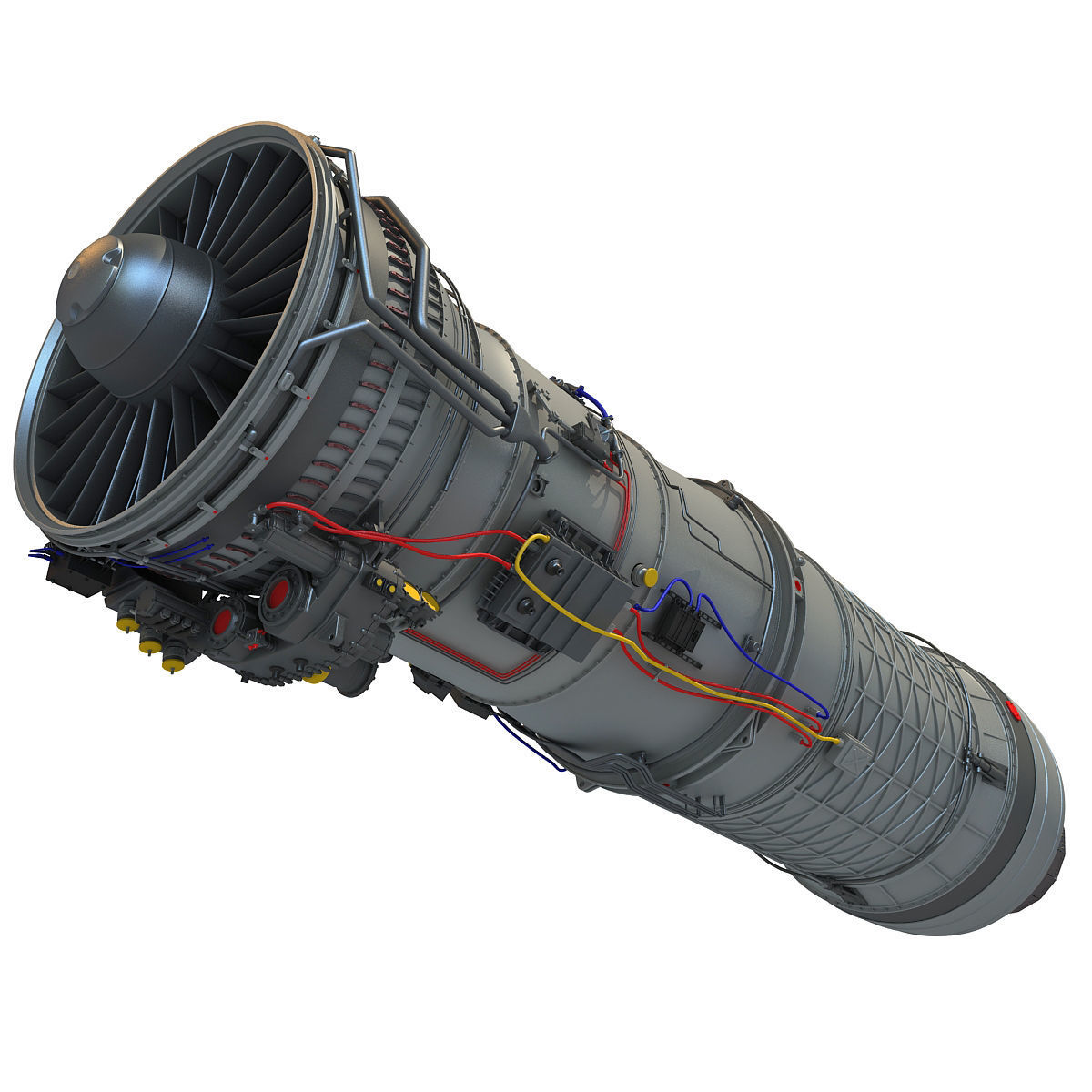 Complete and Sectioned Afterburning Turbofan Engine 3D model_14