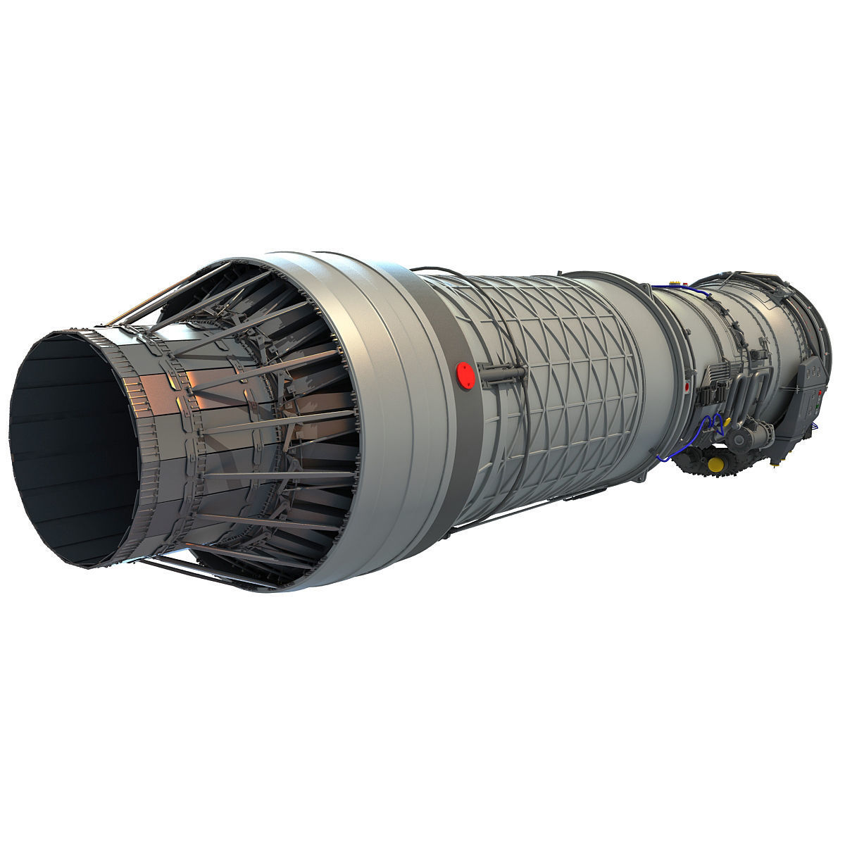 Complete and Sectioned Afterburning Turbofan Engine 3D model_10