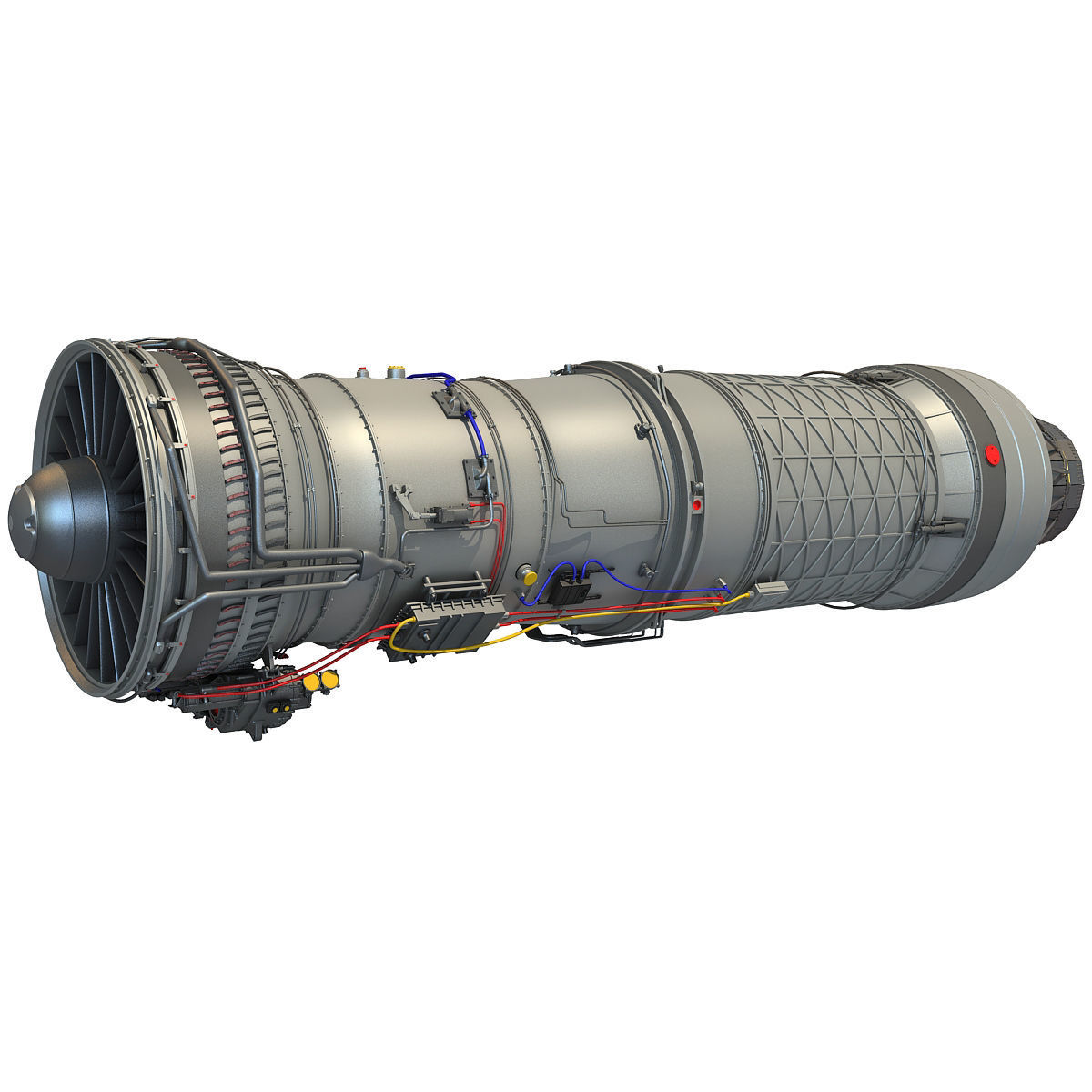 Complete and Sectioned Afterburning Turbofan Engine 3D model_3