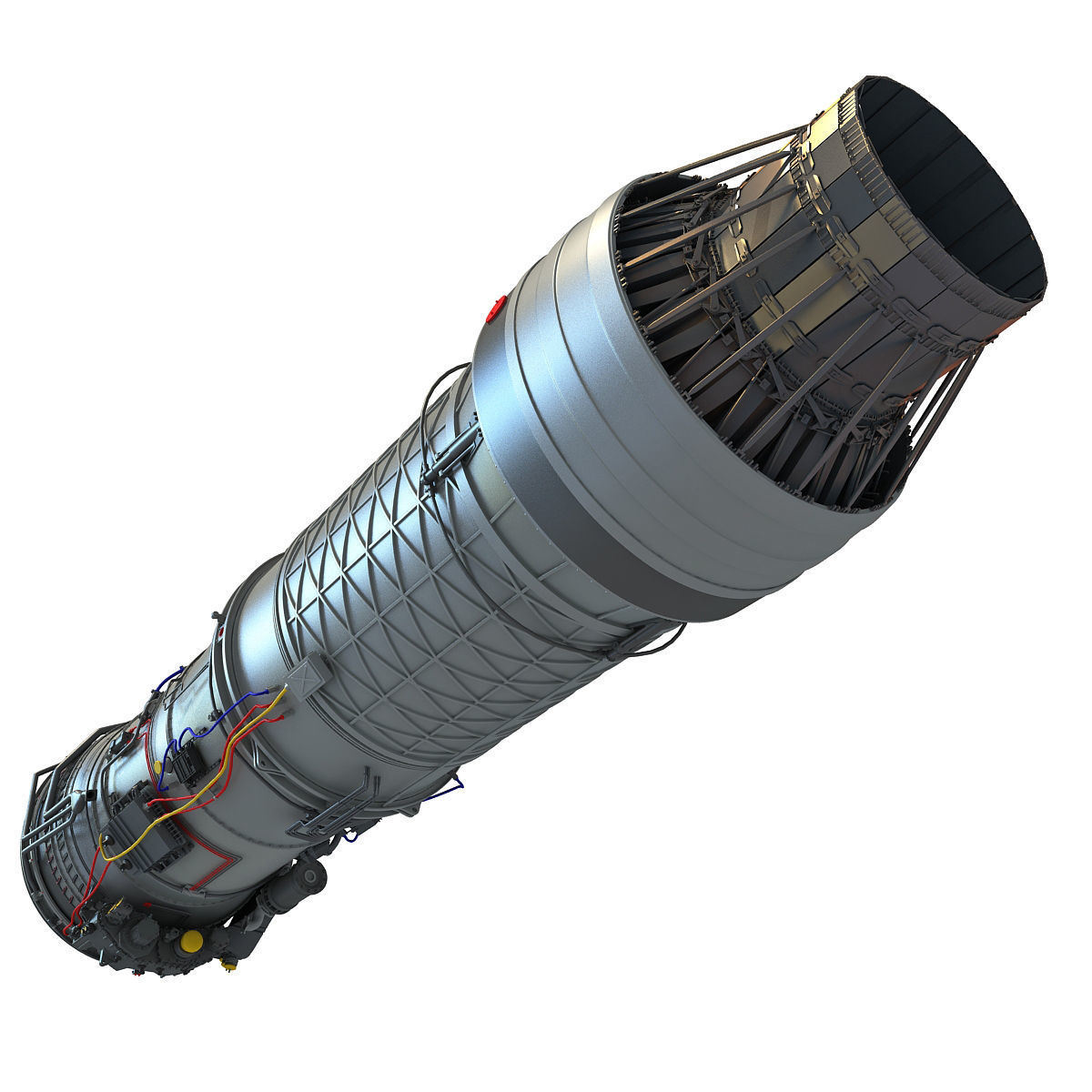 Complete and Sectioned Afterburning Turbofan Engine 3D model_19