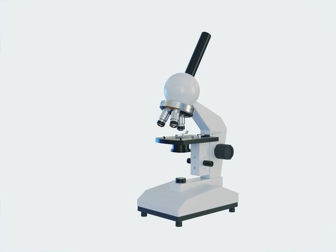 Microscope with optical system - Lab equipment Low-poly 3D model