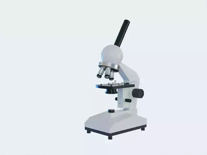 Microscope with optical system - Lab equipment Low-poly 3D model
