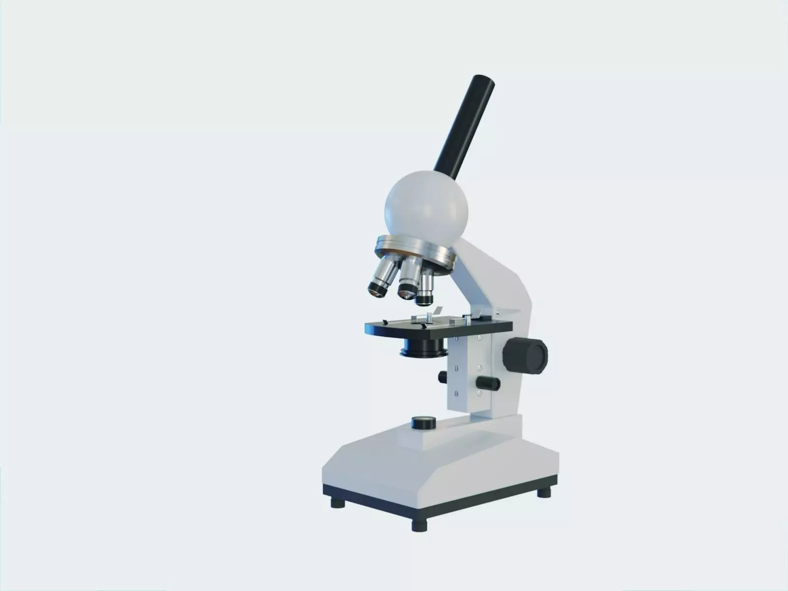 Microscope with optical system - Lab equipment Low-poly 3D model