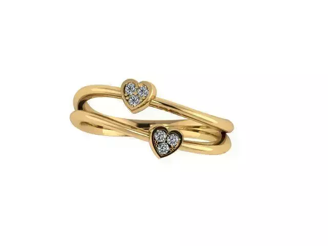 RING025 gold heart ring with diamonds
