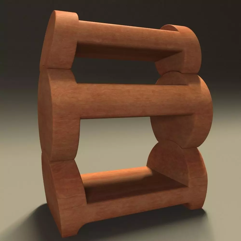 Wooden Bedside Table 3D model_0