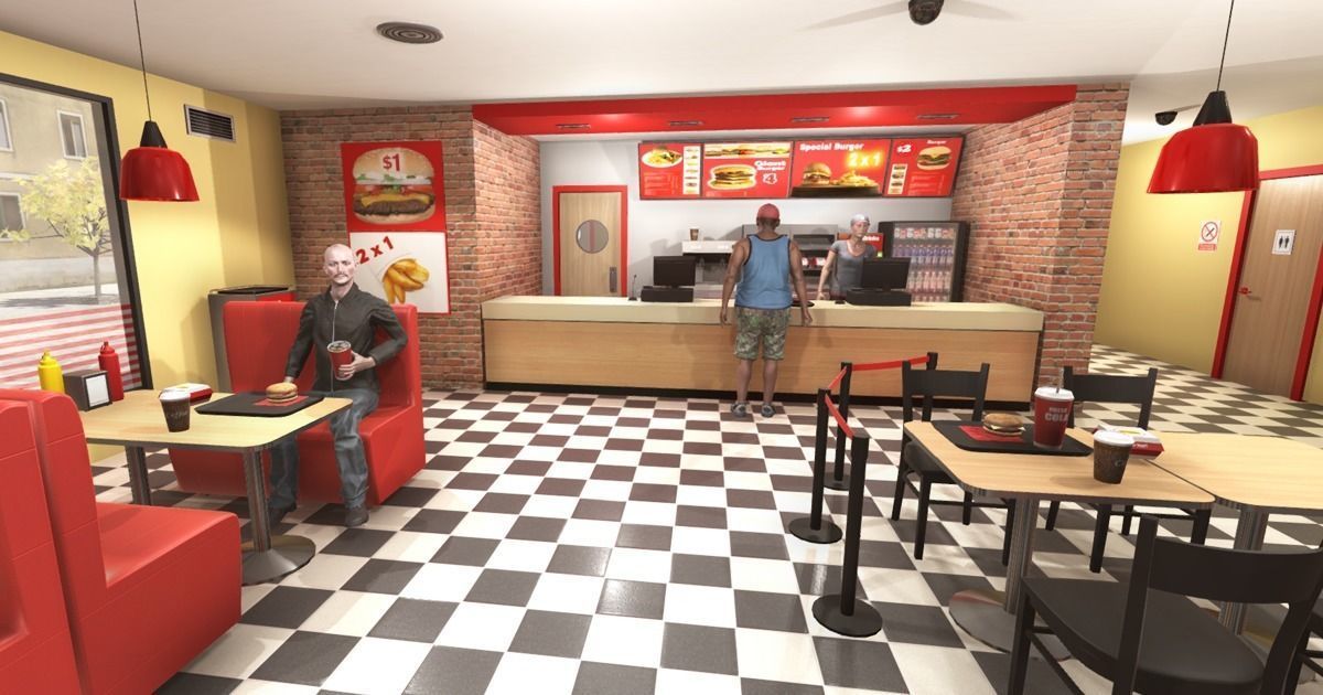 Burger Interior Low-poly 3D model_1