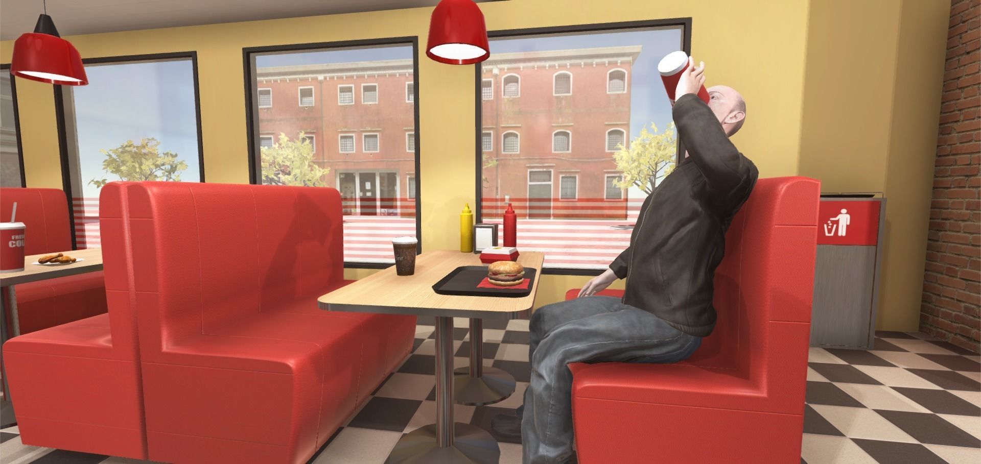 Burger Interior Low-poly 3D model_7