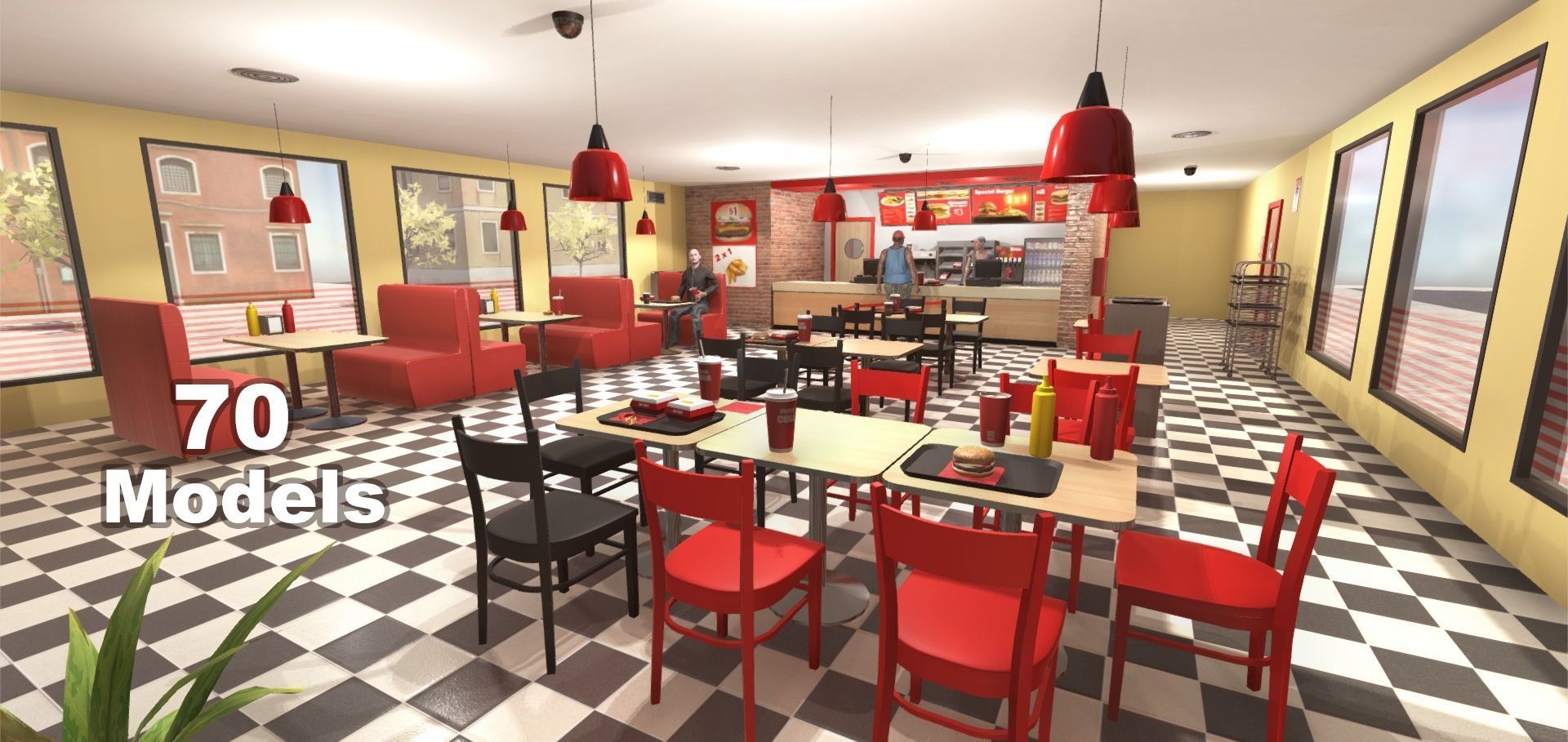 Burger Interior Low-poly 3D model_8