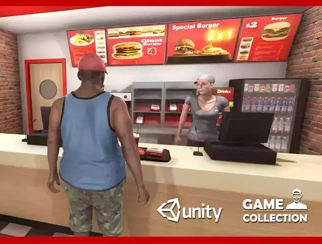 Burger Interior Low-poly 3D model