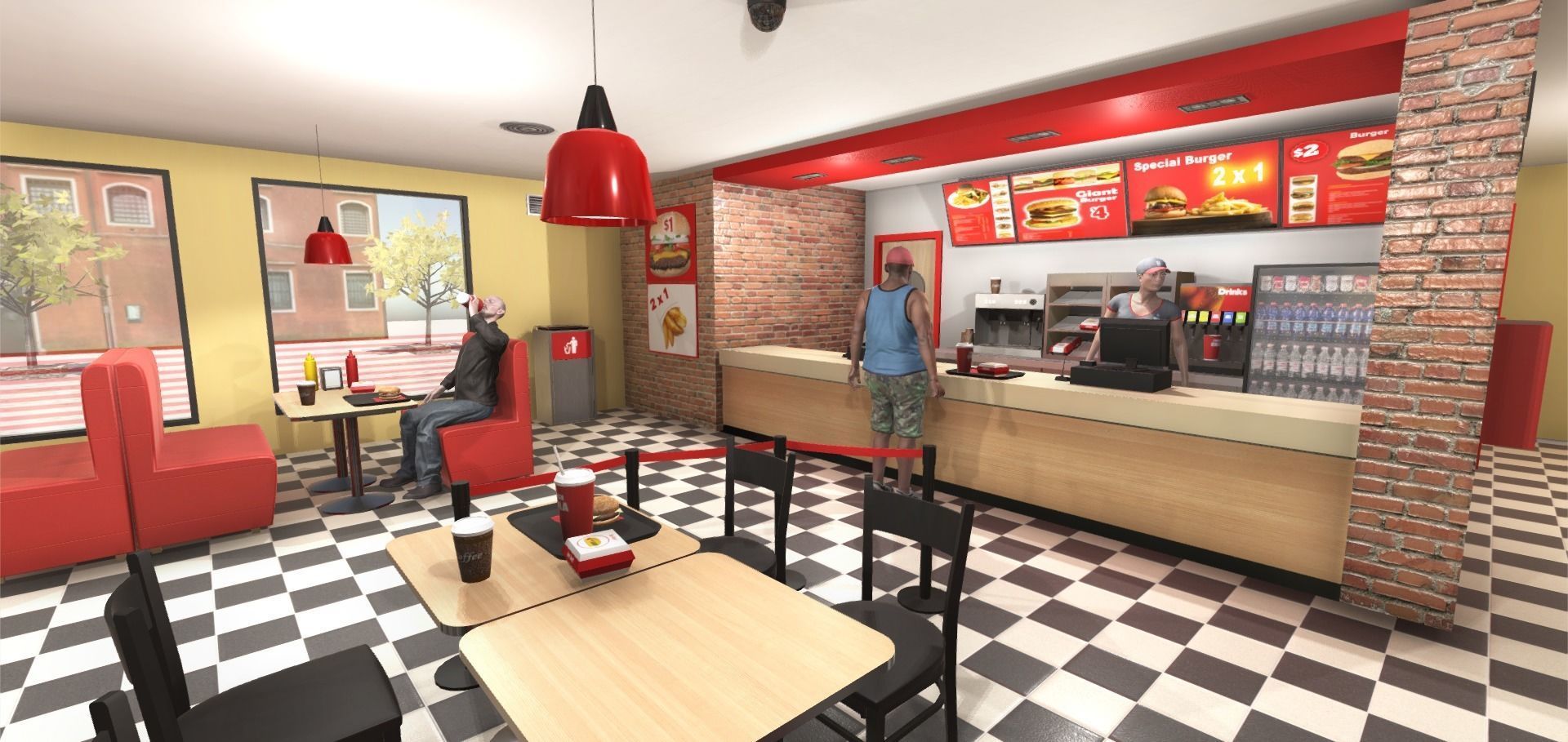 Burger Interior Low-poly 3D model_5