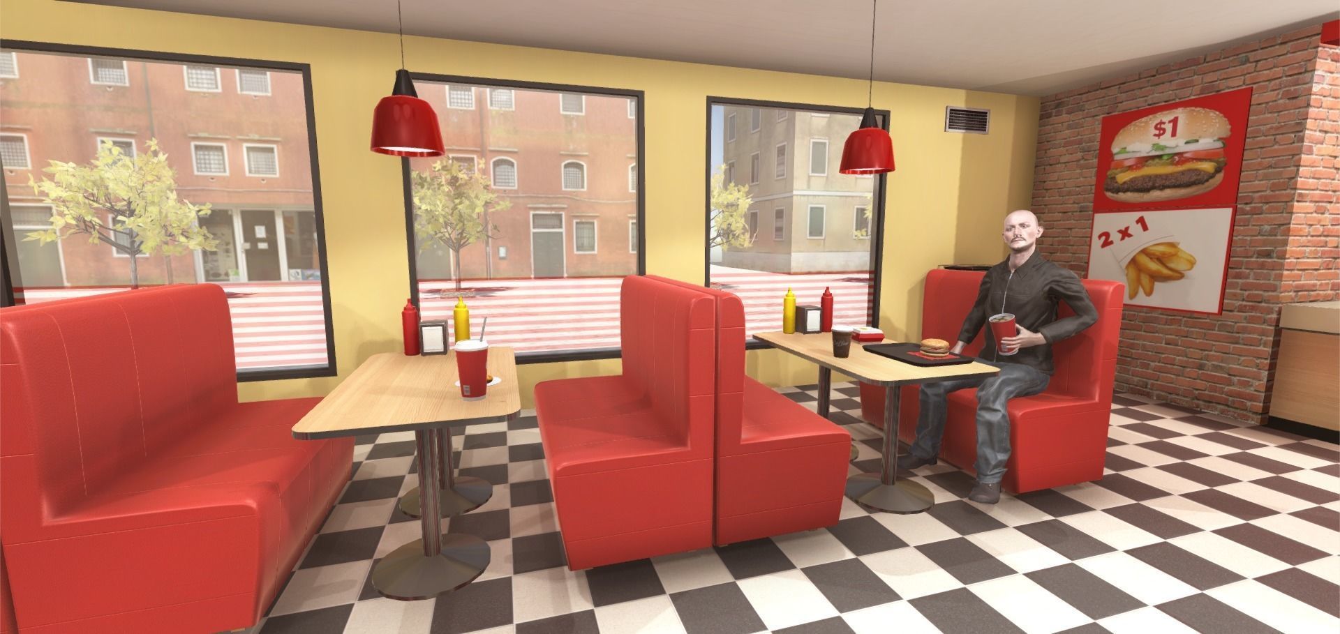 Burger Interior Low-poly 3D model_15