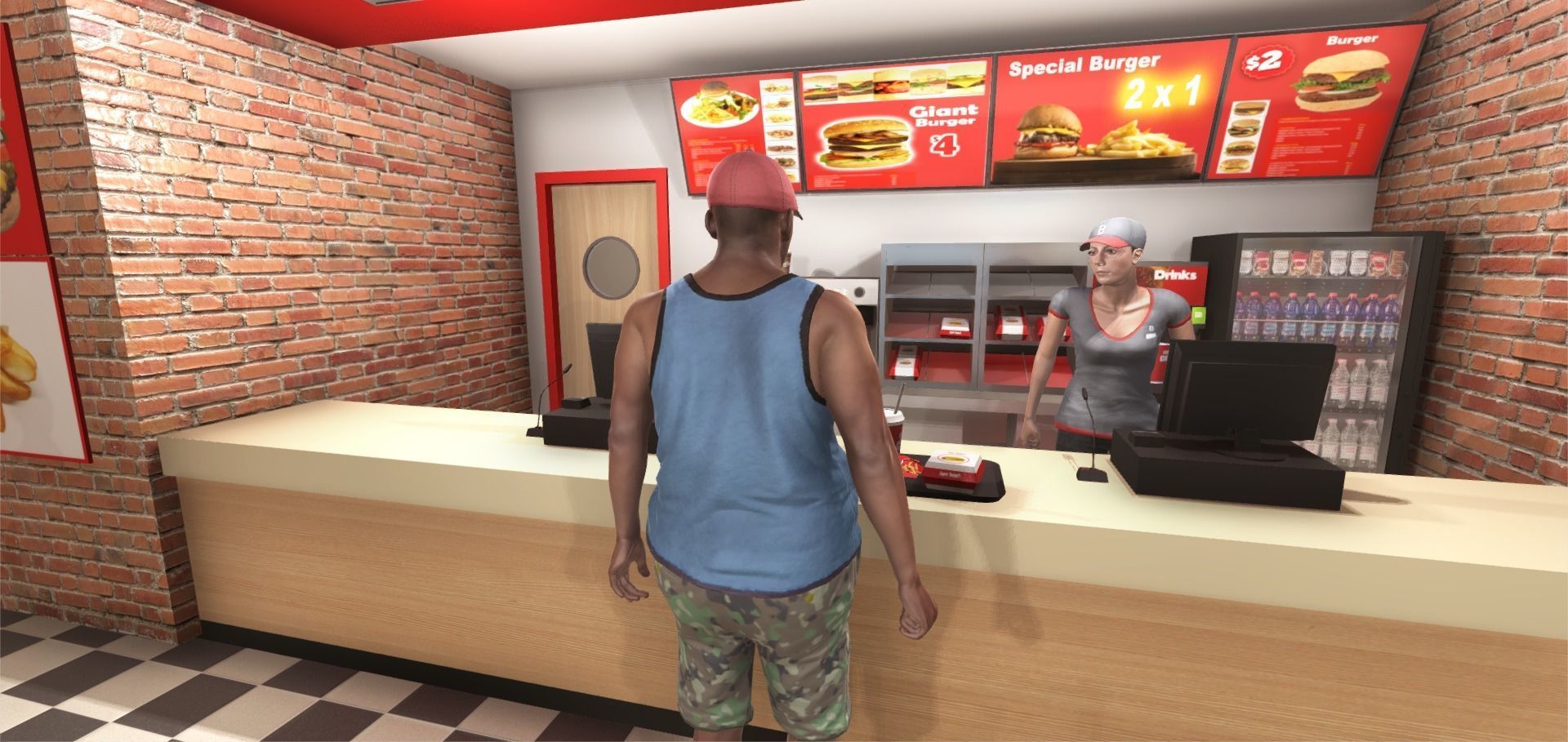 Burger Interior Low-poly 3D model_2