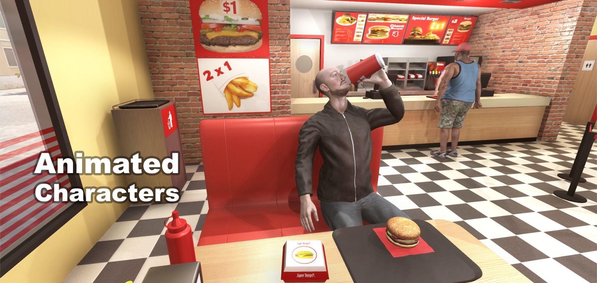 Burger Interior Low-poly 3D model_3