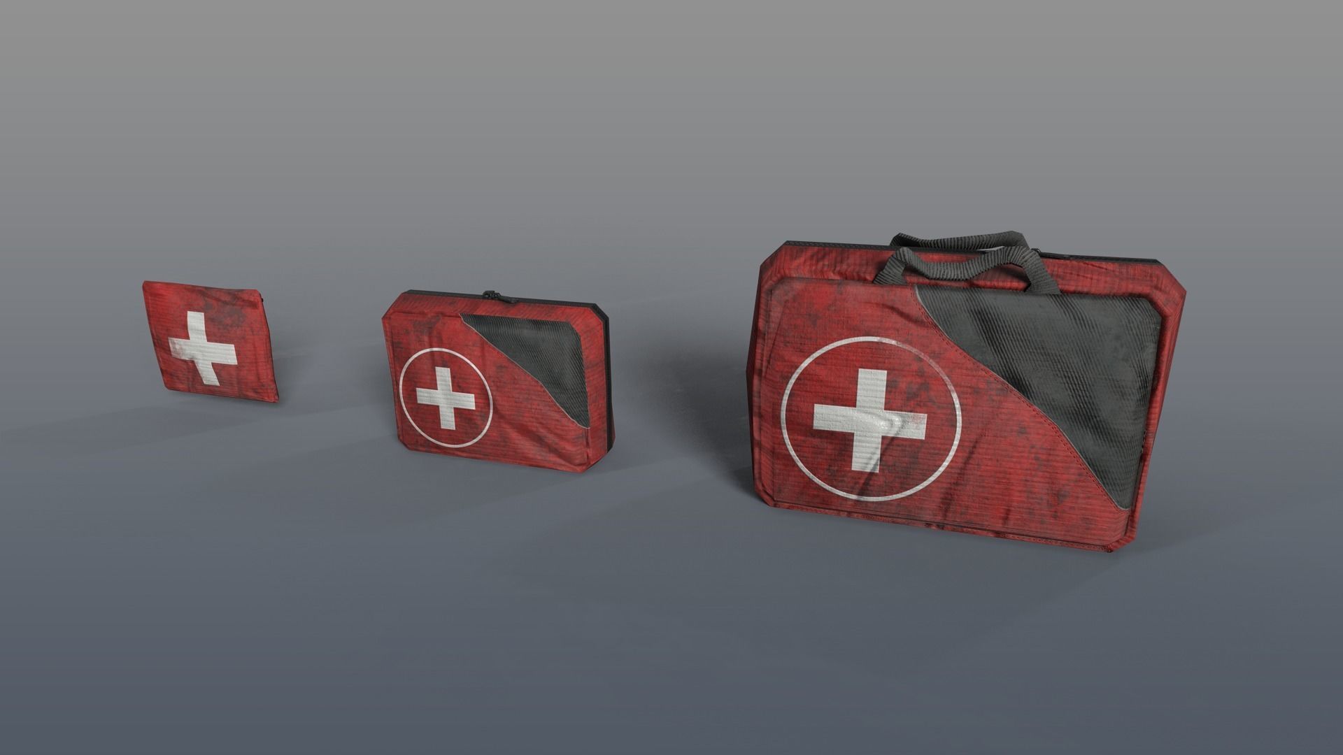 Red medkits Low-poly 3D model_7
