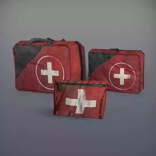 Red medkits Low-poly 3D model