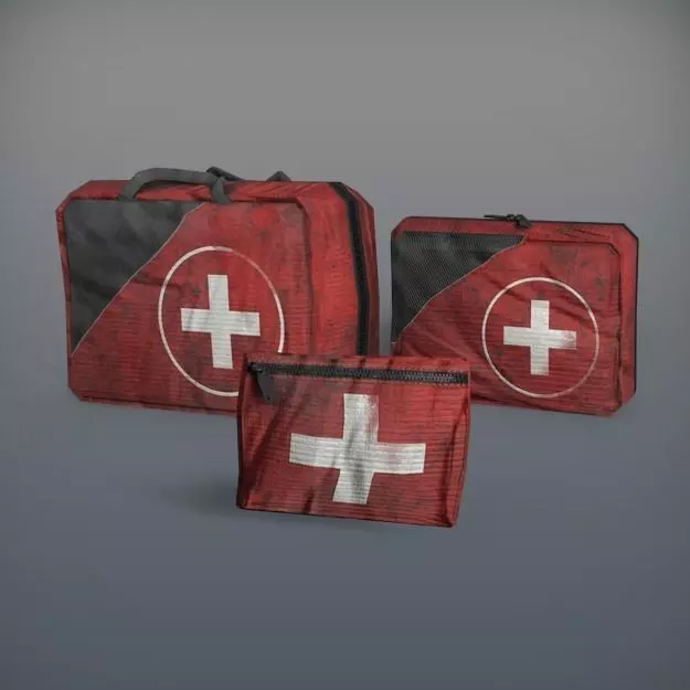 Red medkits Low-poly 3D model_0