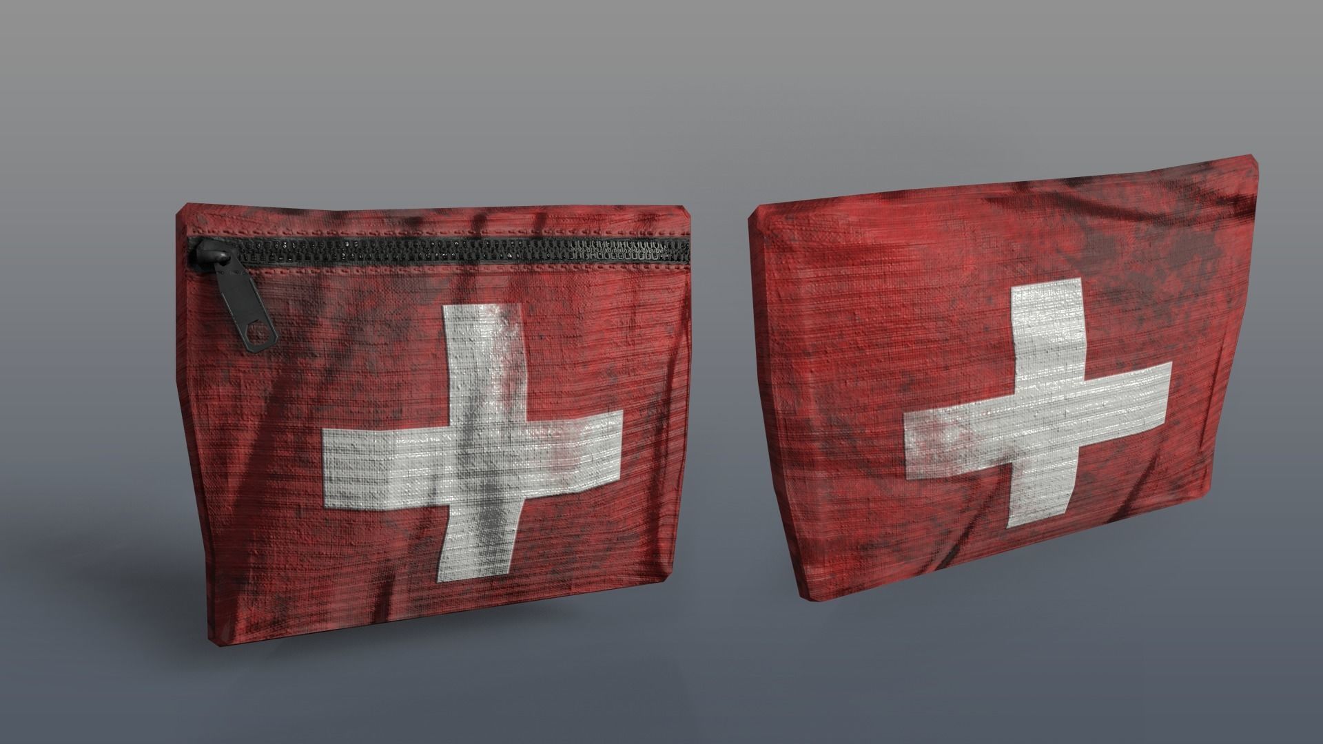 Red medkits Low-poly 3D model_2