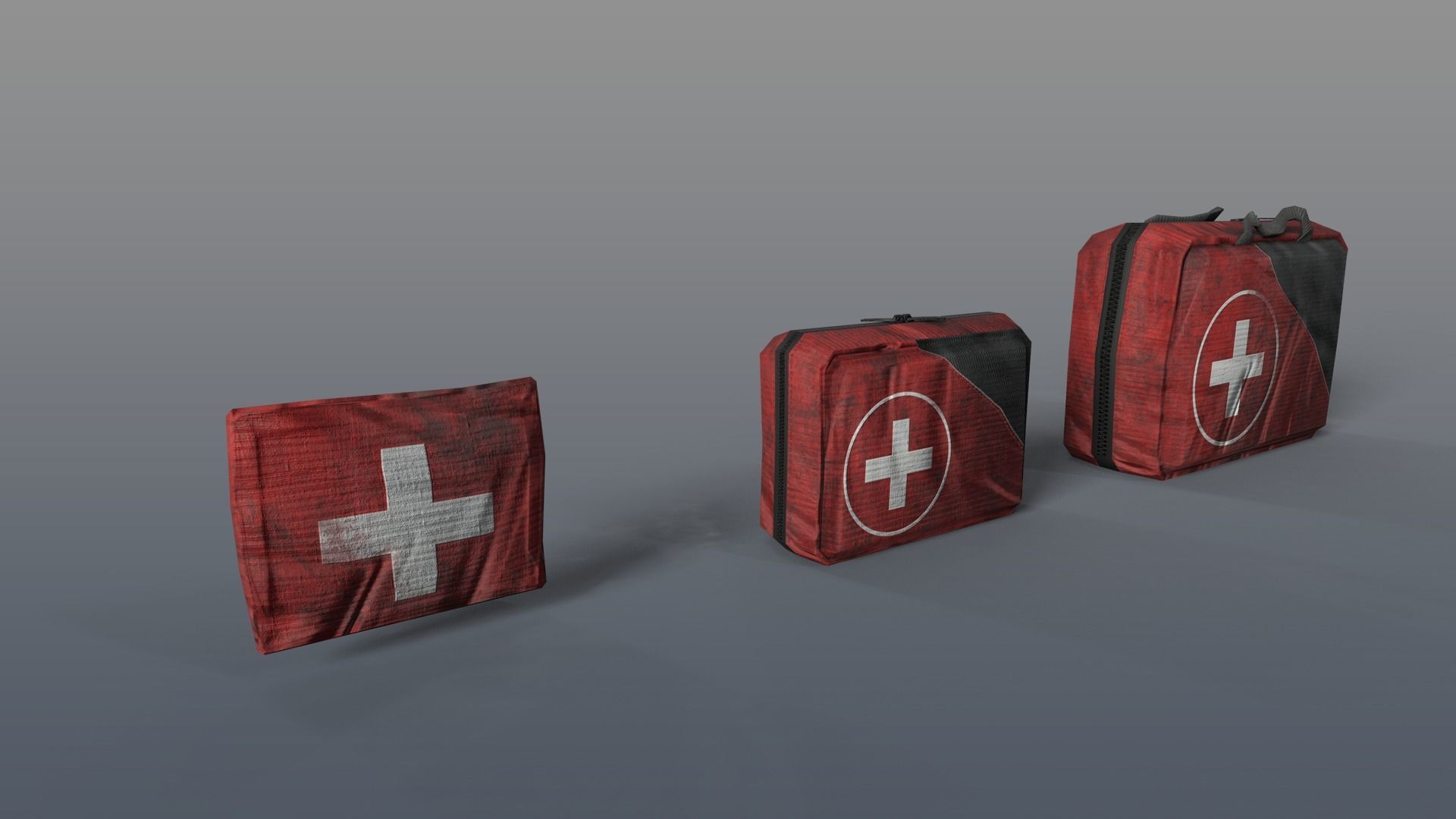Red medkits Low-poly 3D model_1