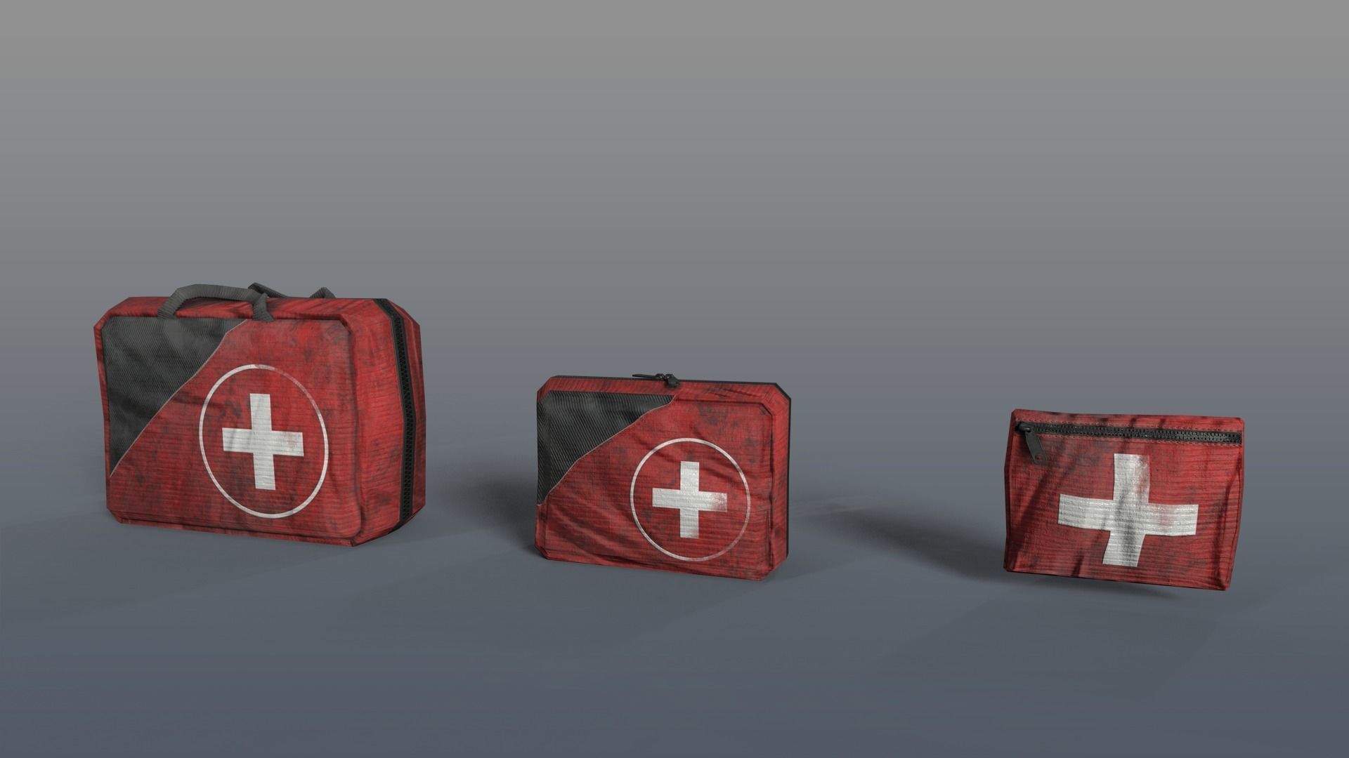 Red medkits Low-poly 3D model_8