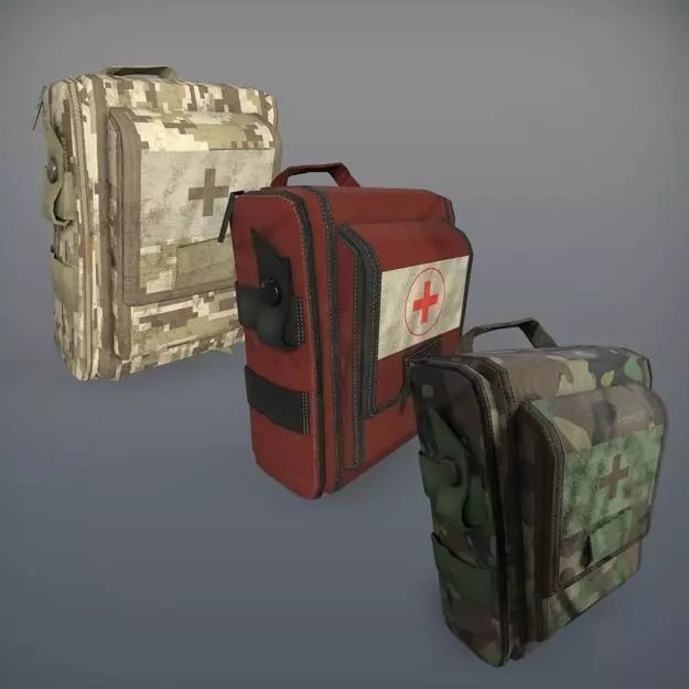 Military medkits Low-poly 3D model_0