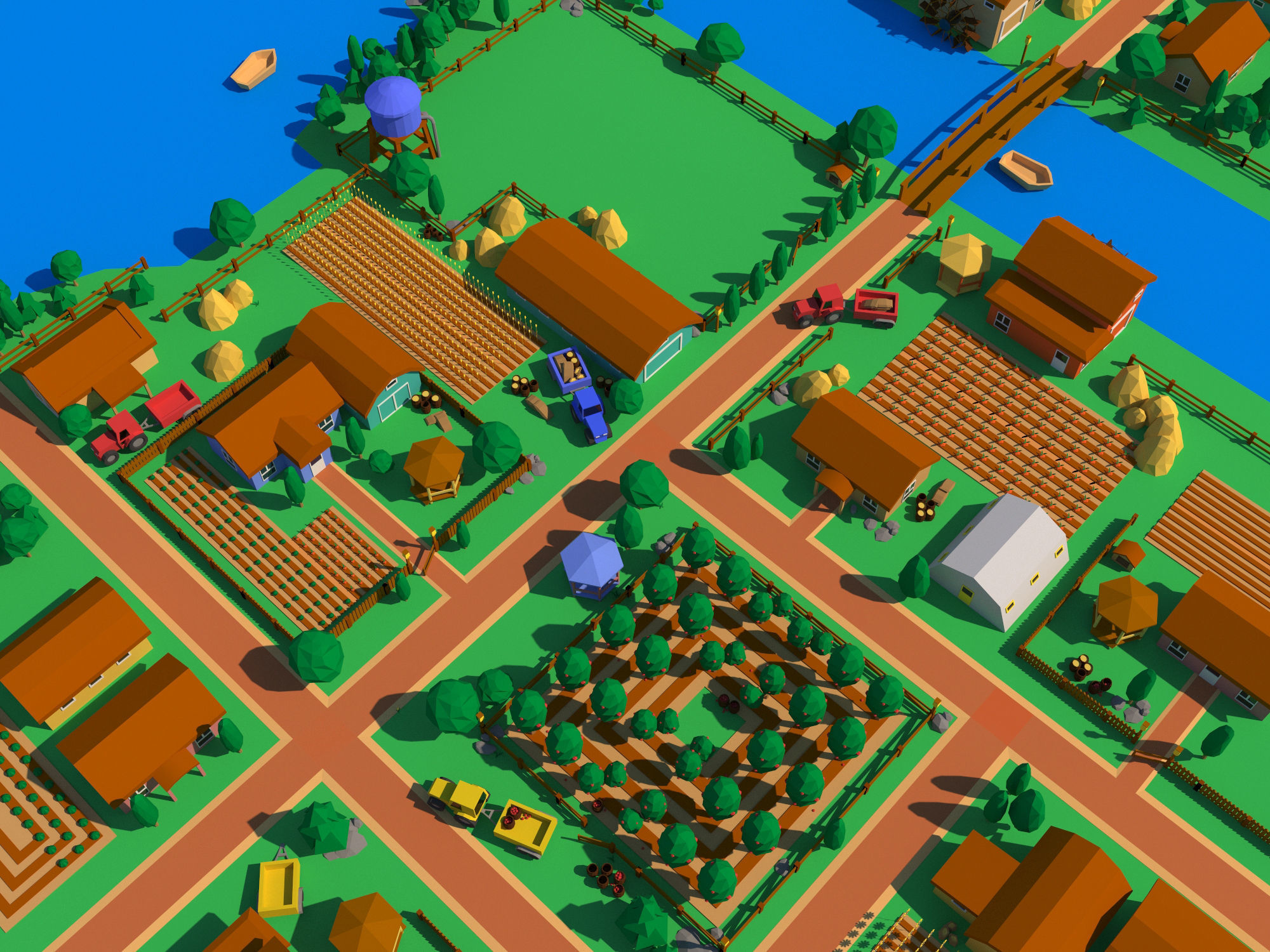 Pack 116 models for farm low poly Low-poly 3D model_2