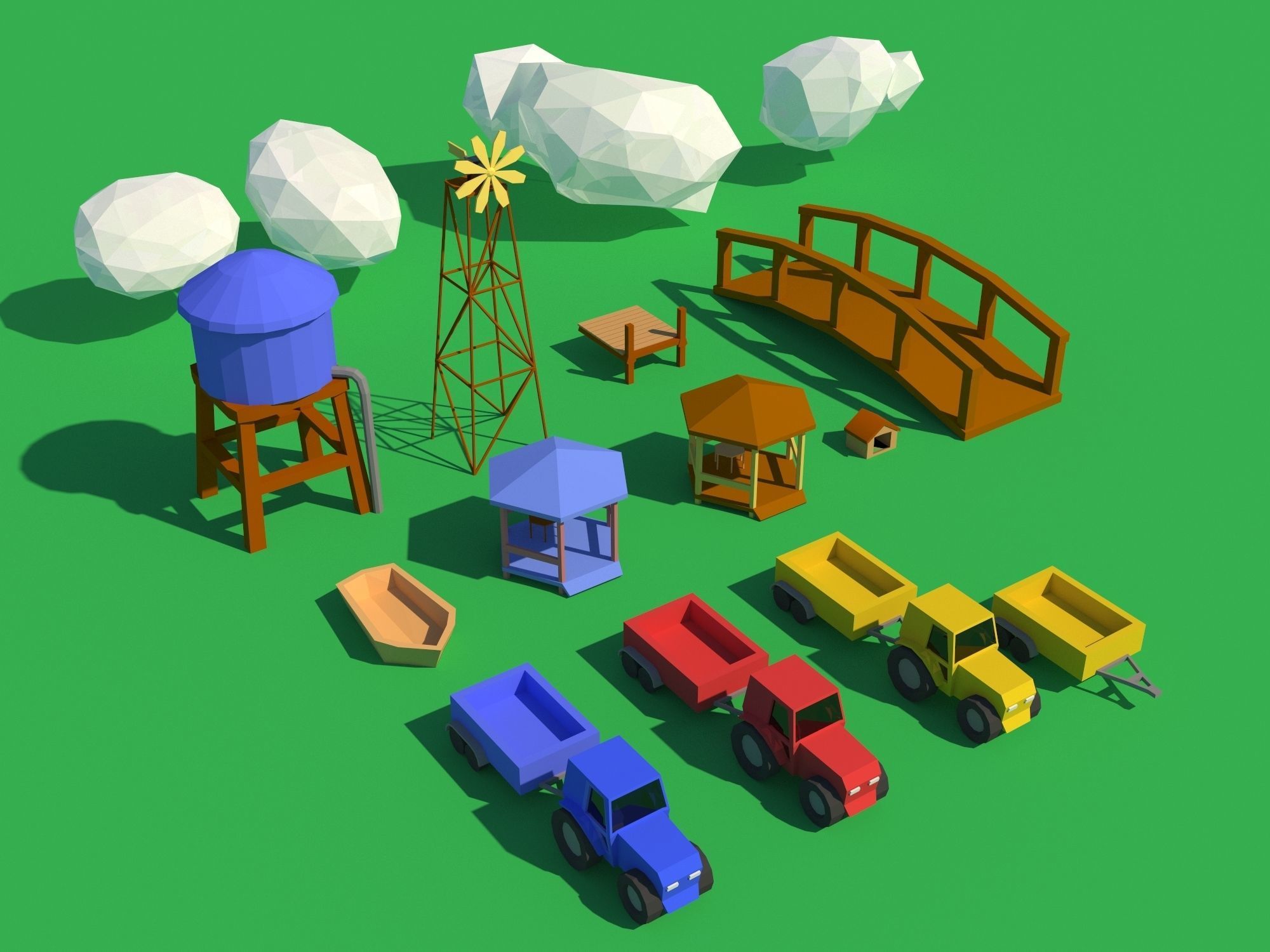 Pack 116 models for farm low poly Low-poly 3D model_8