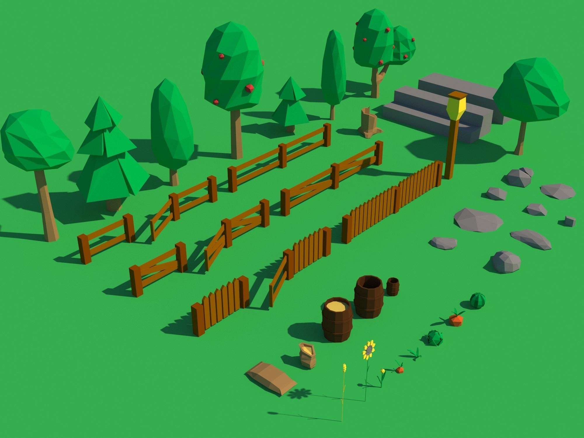Pack 116 models for farm low poly Low-poly 3D model_9