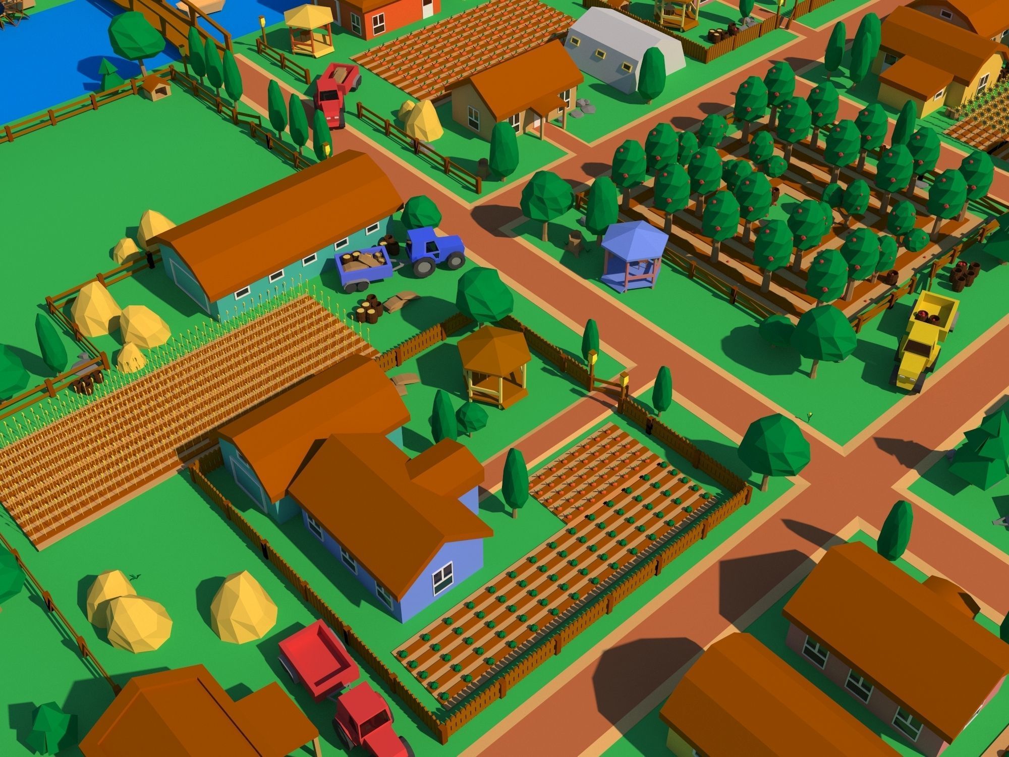 Pack 116 models for farm low poly Low-poly 3D model_1