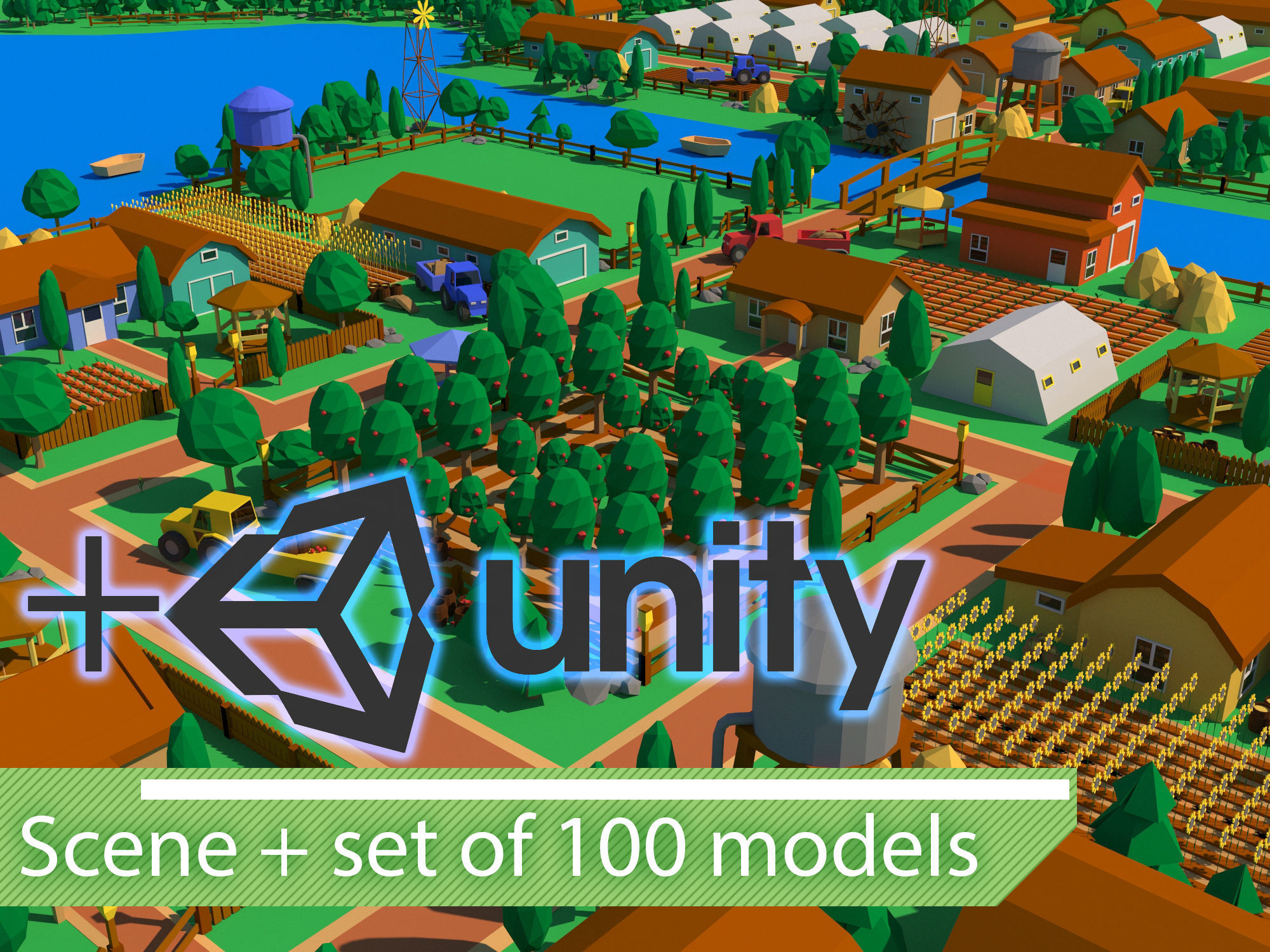 Pack 116 models for farm low poly Low-poly 3D model_0