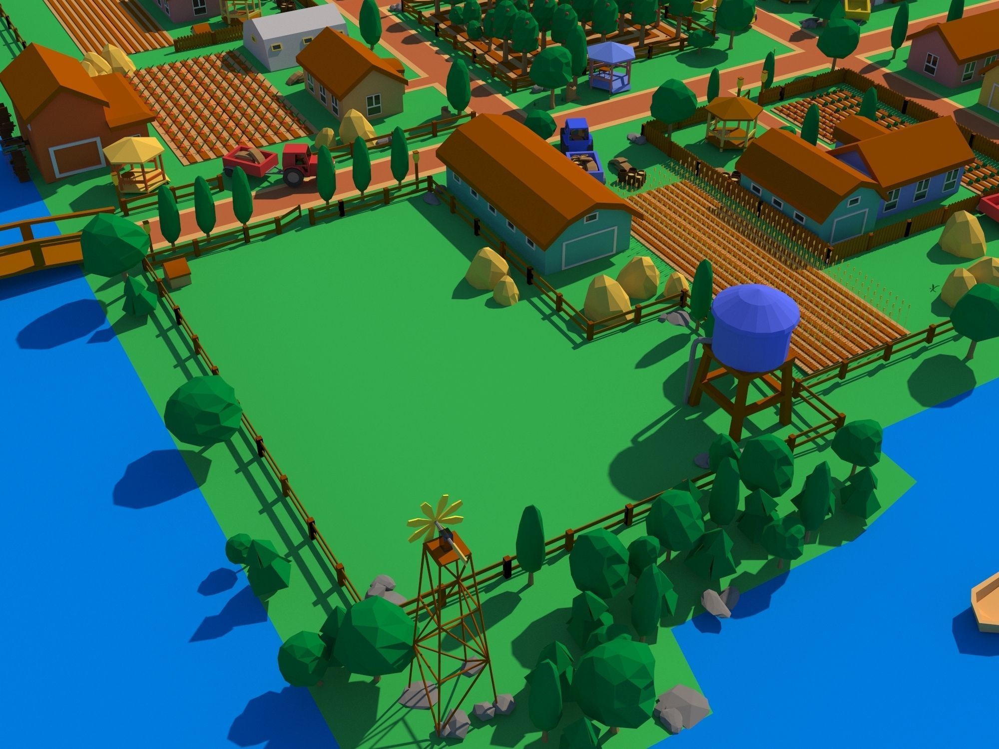 Pack 116 models for farm low poly Low-poly 3D model_5