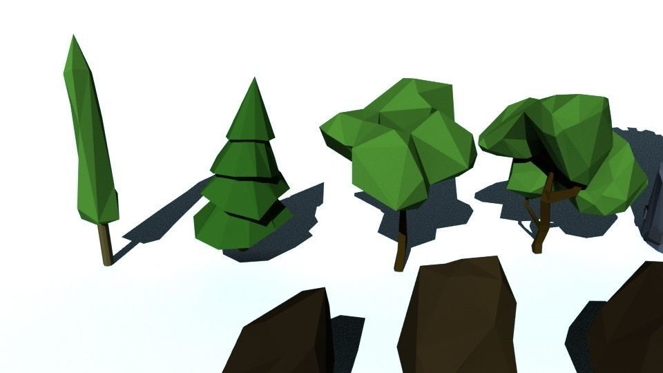 Low Poly Forest tower and house Low-poly 3D model_7