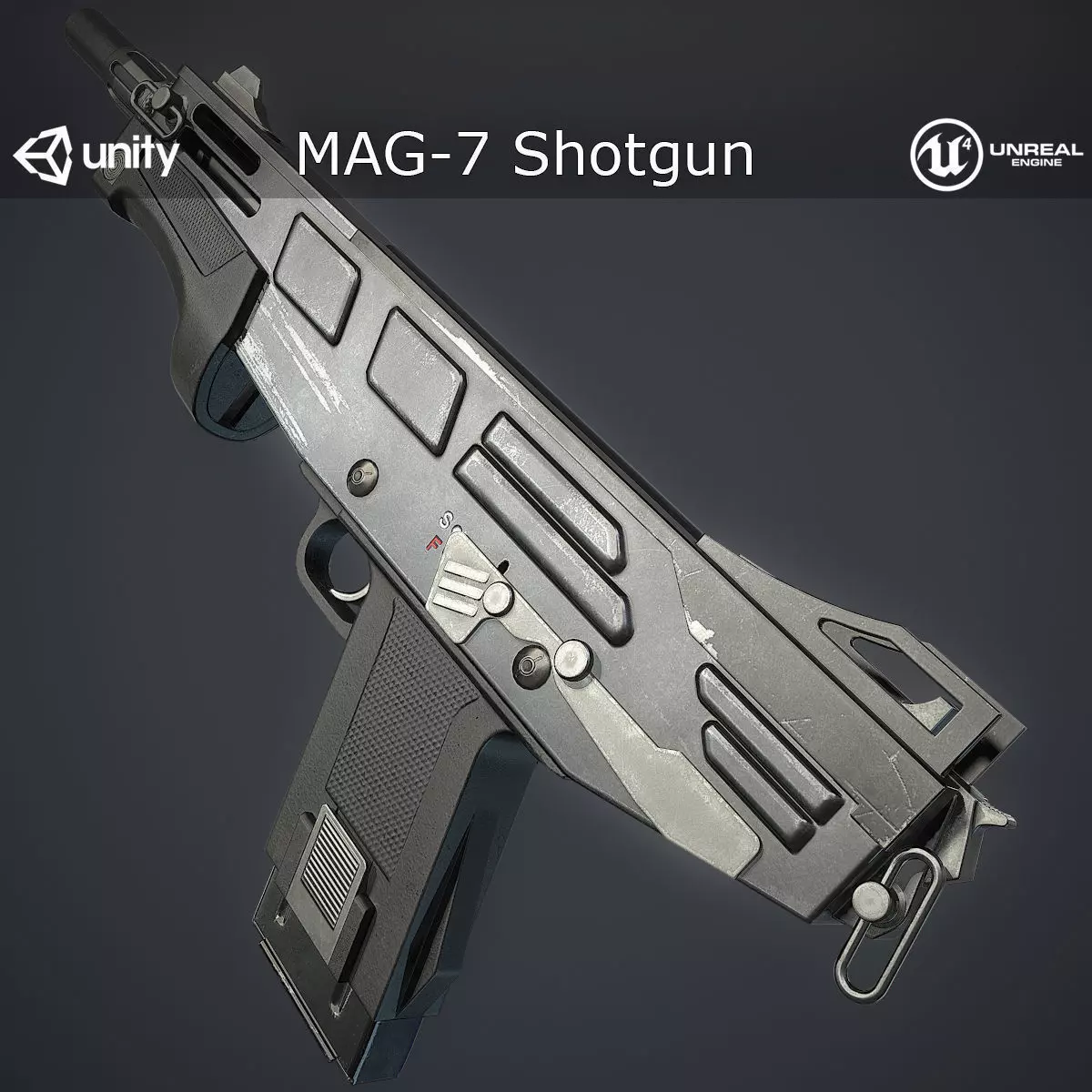 Mag-7 Shotgun Low-poly 3D model_0