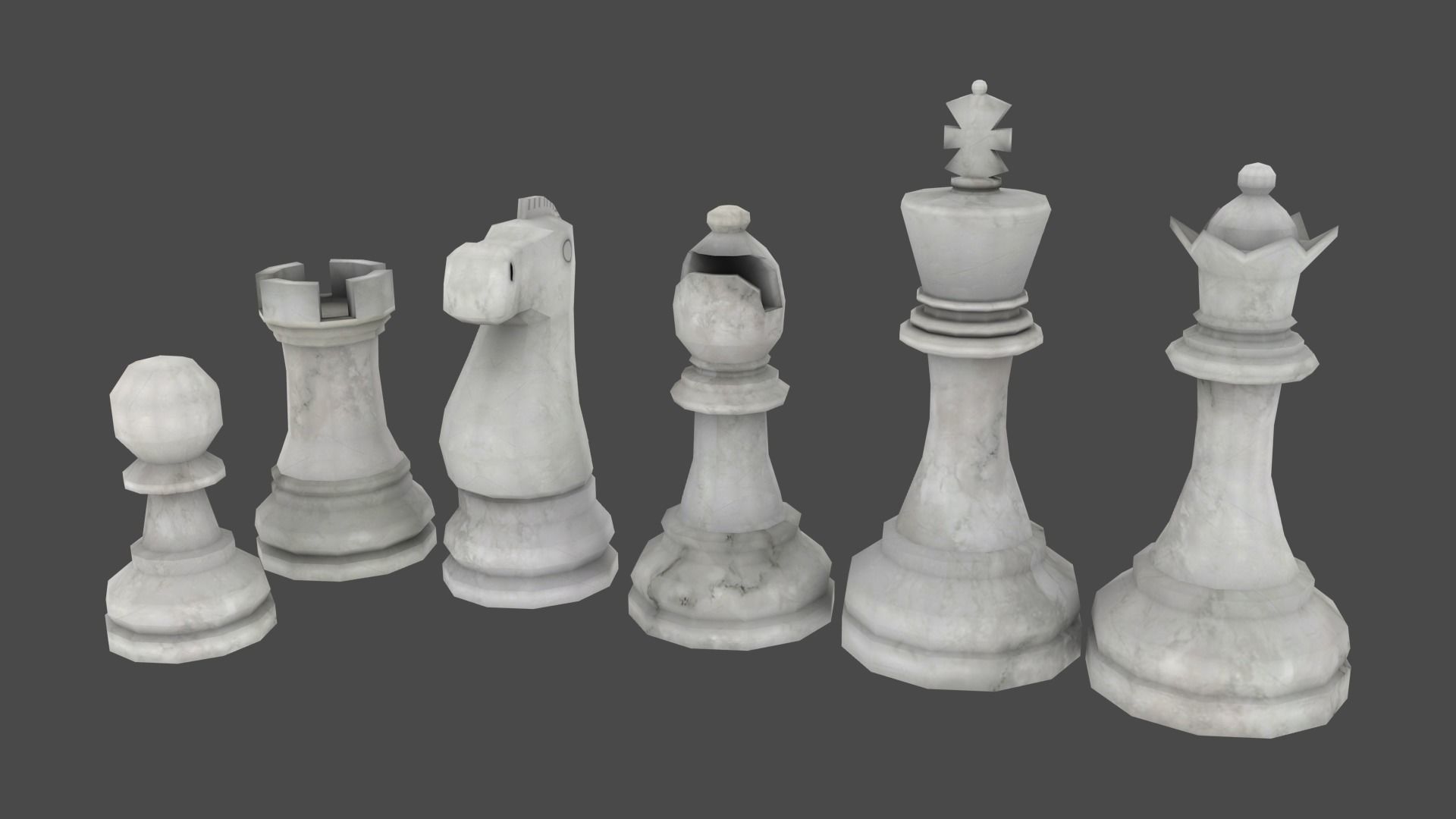 Chess board with pieces Free low-poly 3D model_3