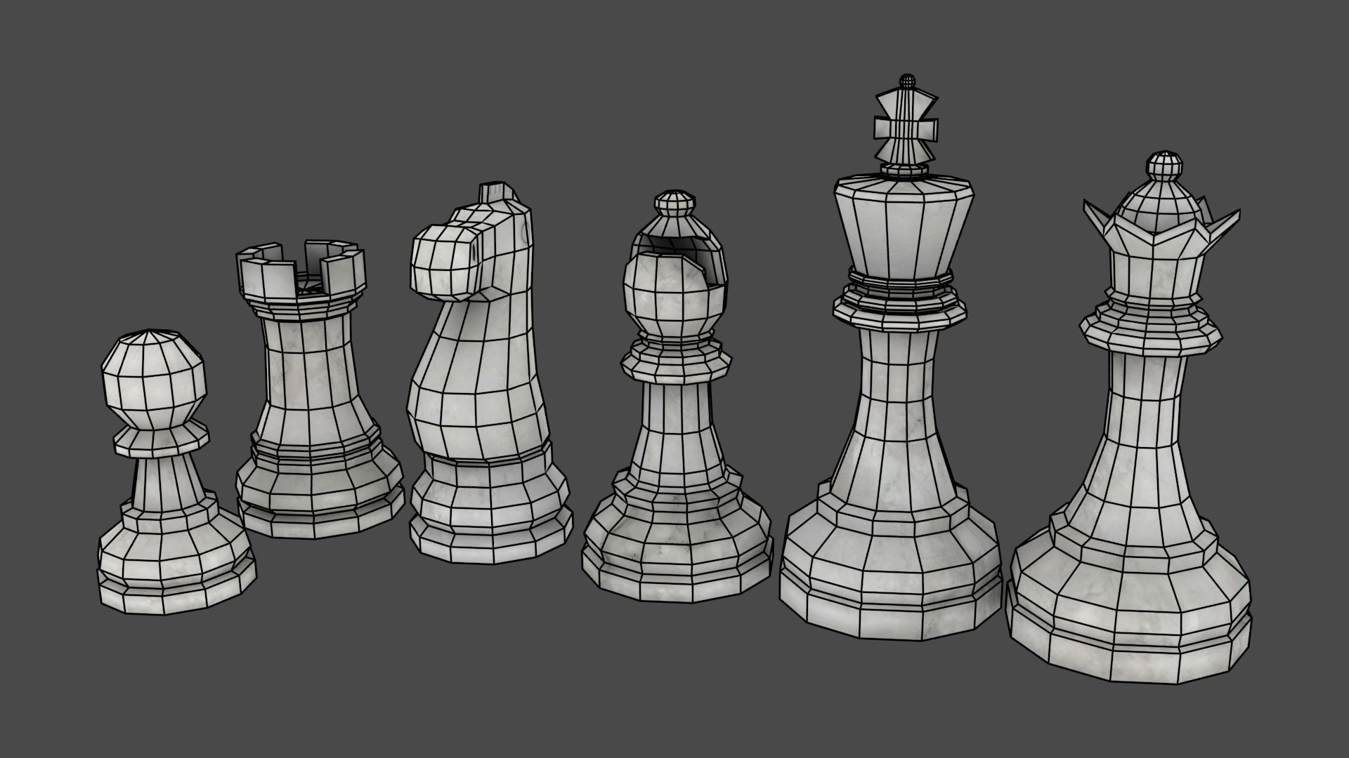 Chess board with pieces Free low-poly 3D model_4