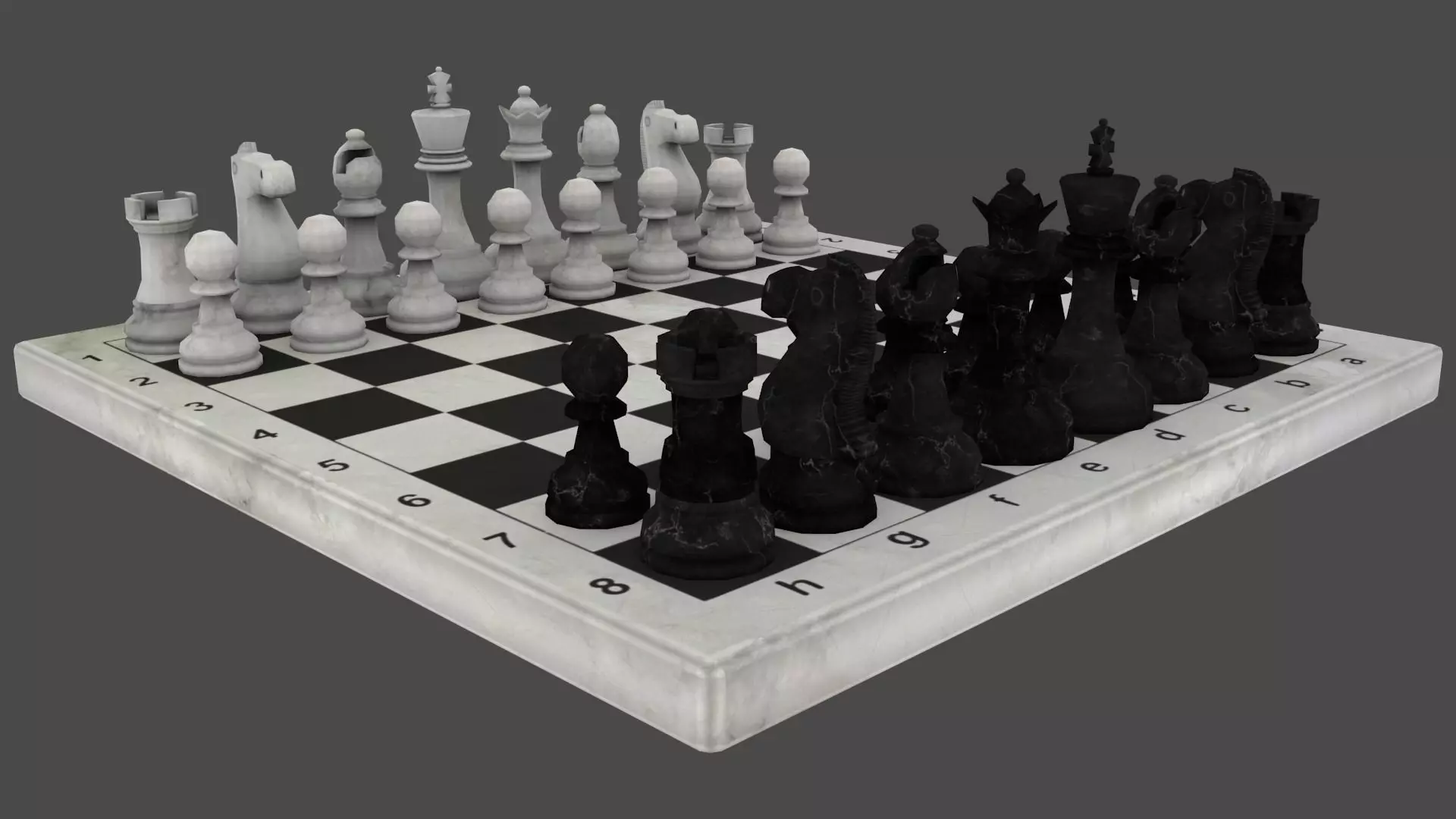 Chess board with pieces Free low-poly 3D model_0