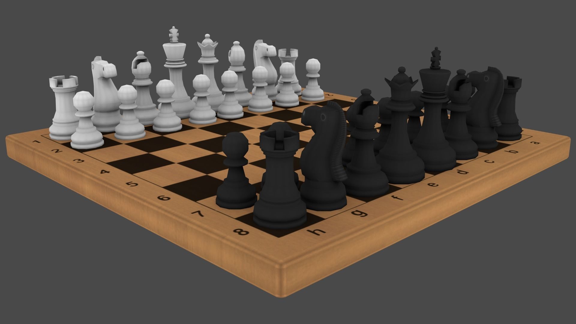 Chess board with pieces Free low-poly 3D model_5