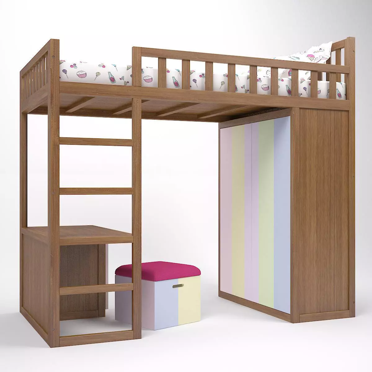 Kid Bunkbed 3D model_0