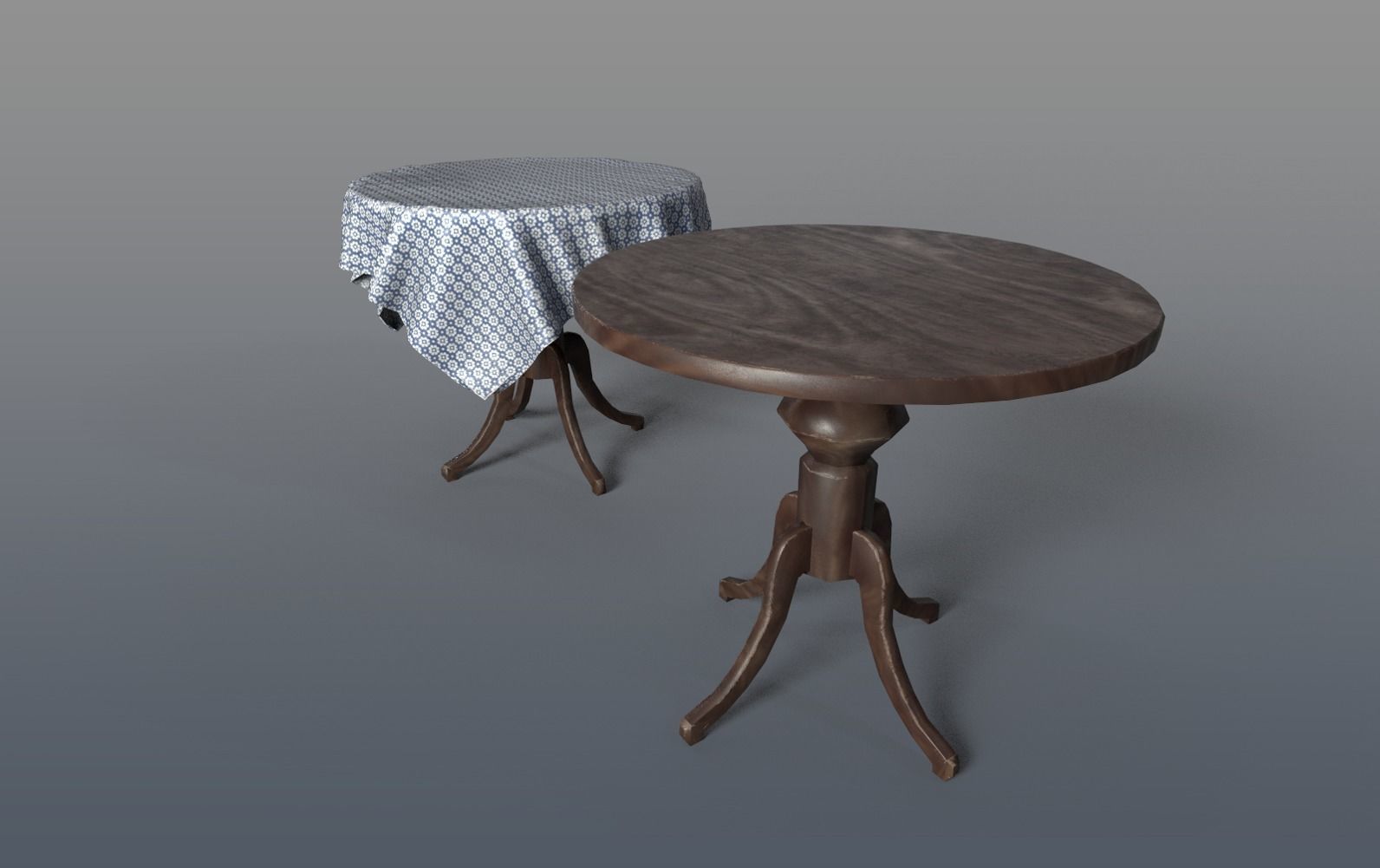 Round Tables With Tablecloth Low-poly 3D model_5