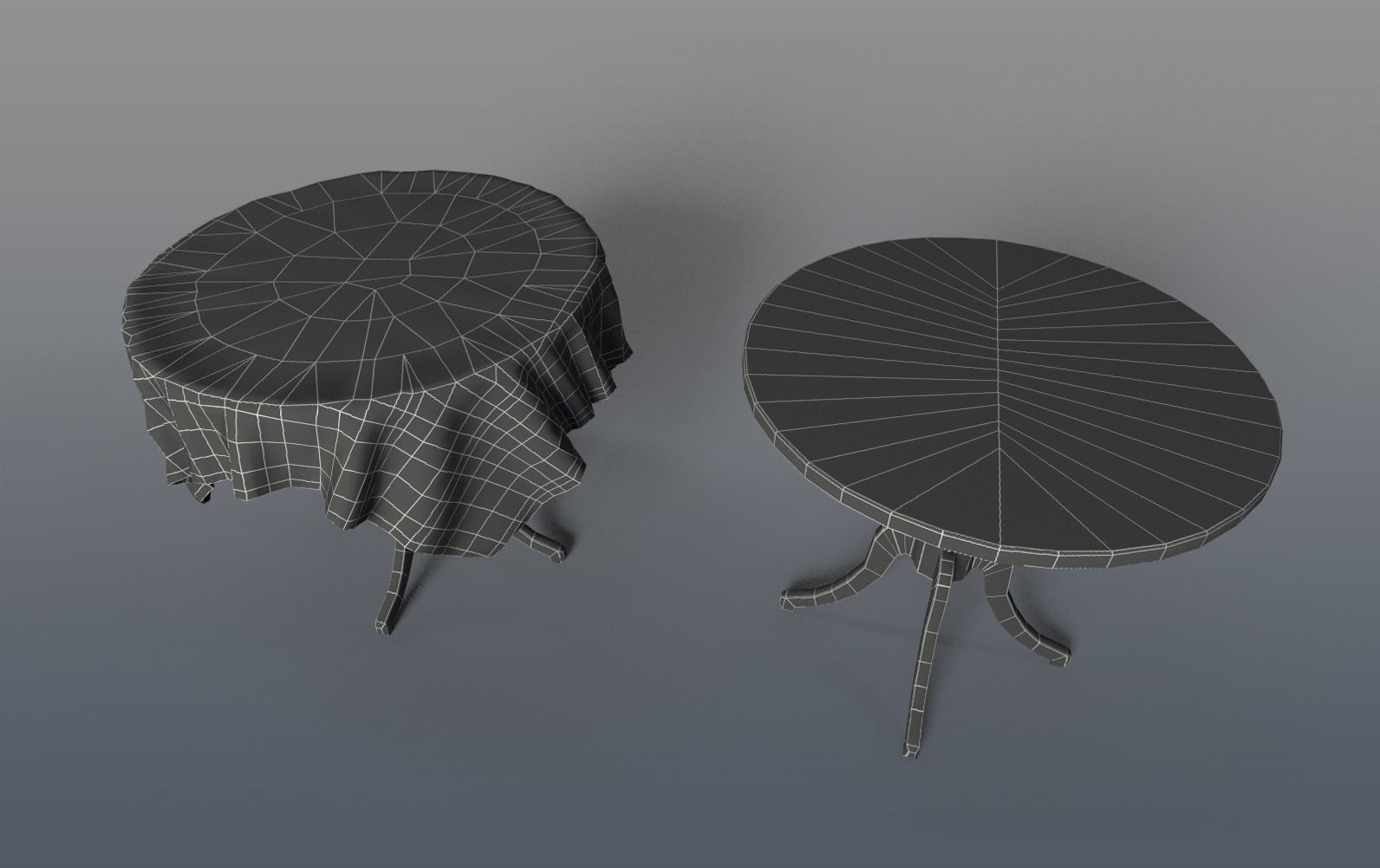 Round Tables With Tablecloth Low-poly 3D model_7