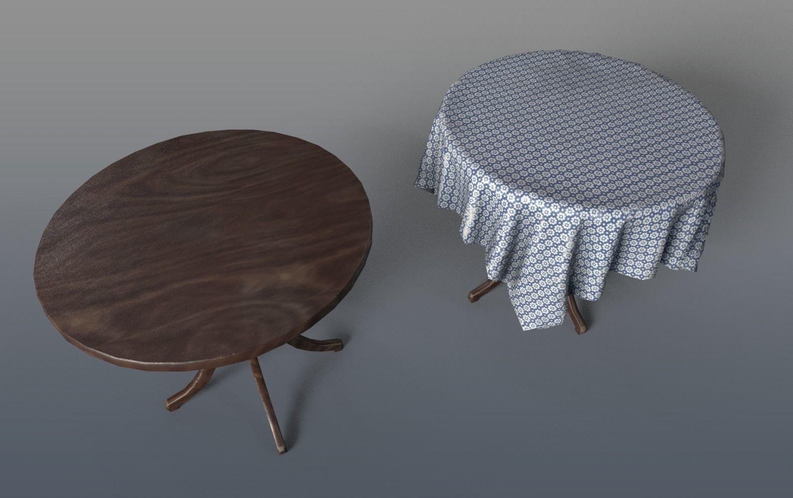 Round Tables With Tablecloth Low-poly 3D model_4