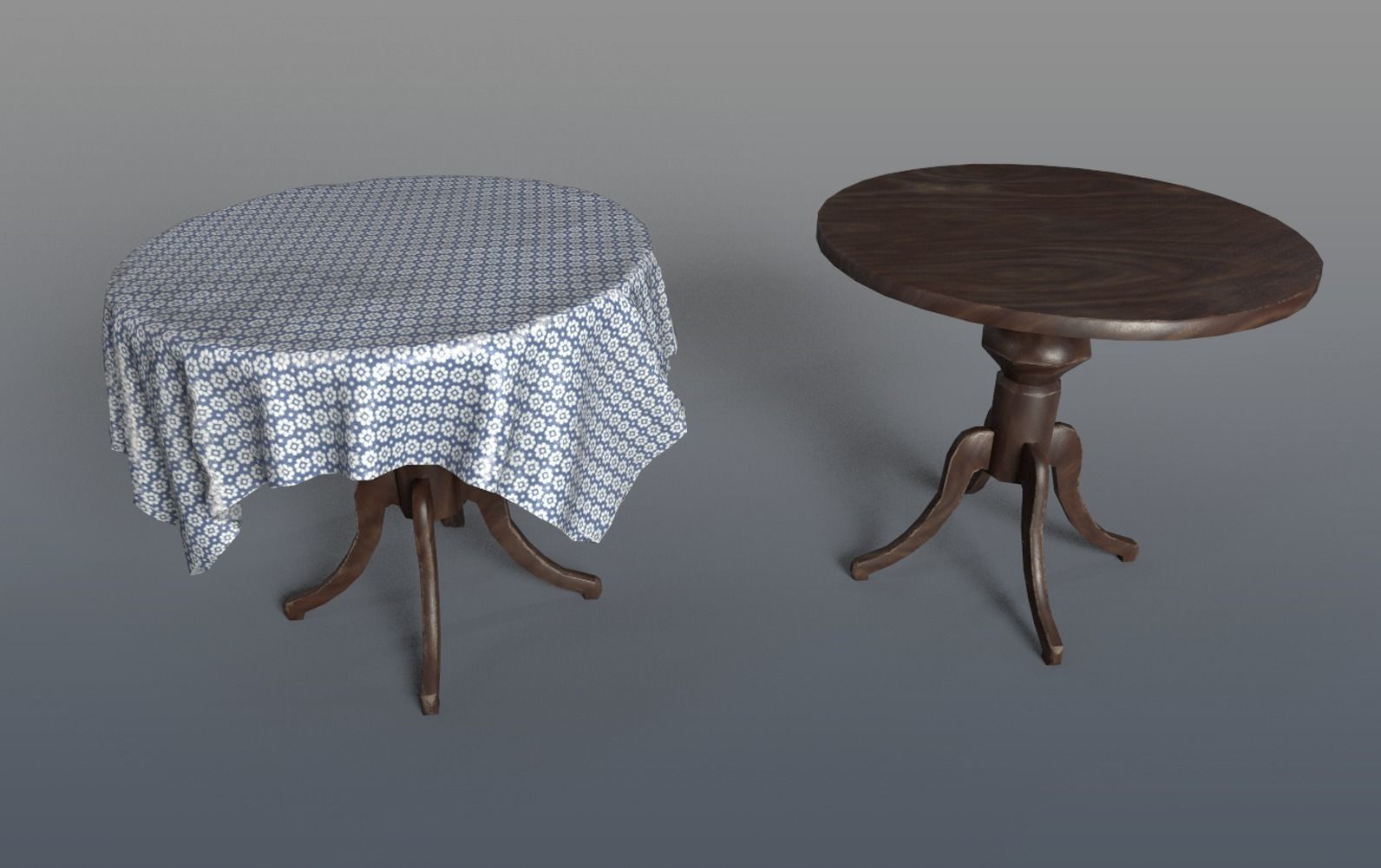 Round Tables With Tablecloth Low-poly 3D model_3