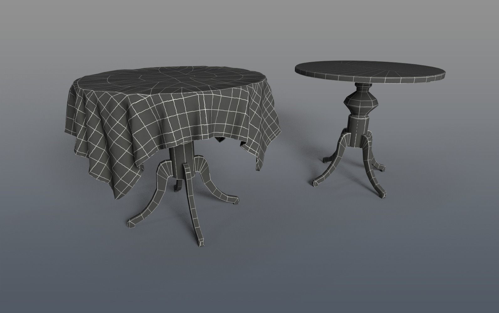 Round Tables With Tablecloth Low-poly 3D model_8