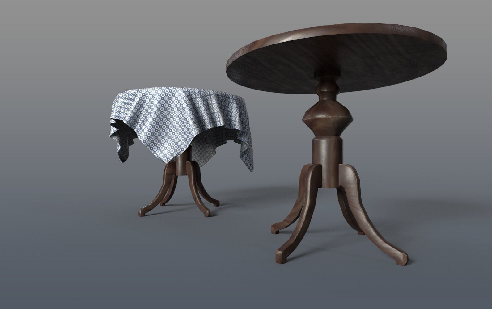 Round Tables With Tablecloth Low-poly 3D model_6